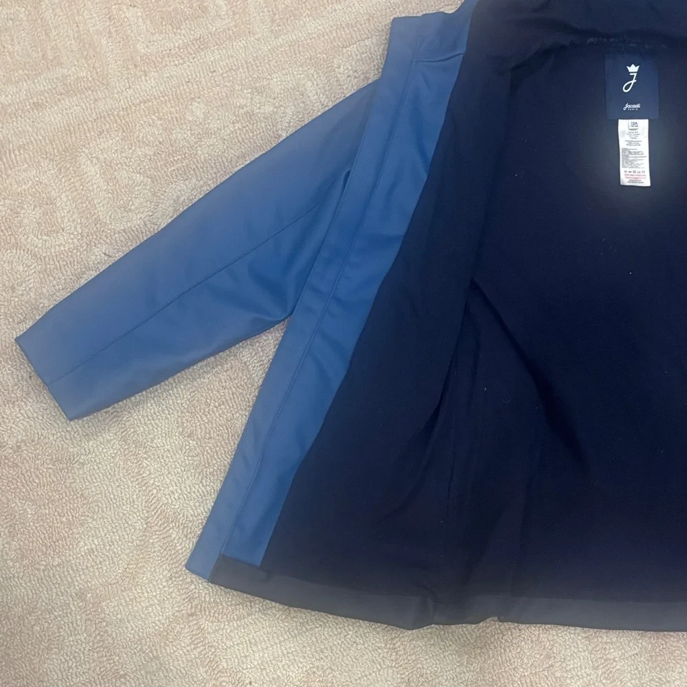 Kids Blue Hooded Rain Jacket with Reflective Trim